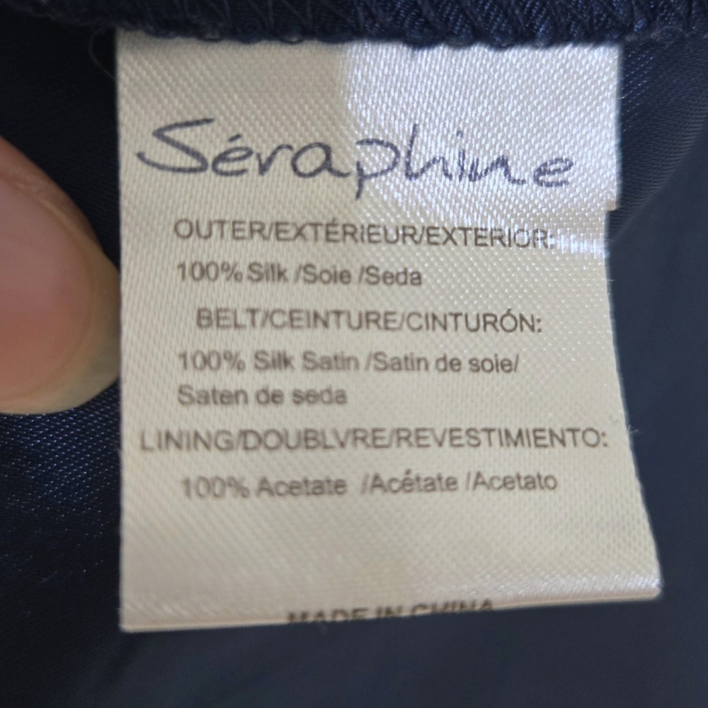 Luxe By‎ Seraphine 100% Silk Midi Maternity Dress Size 10 Blue Polka Dot Modest - Picture 9 of 10